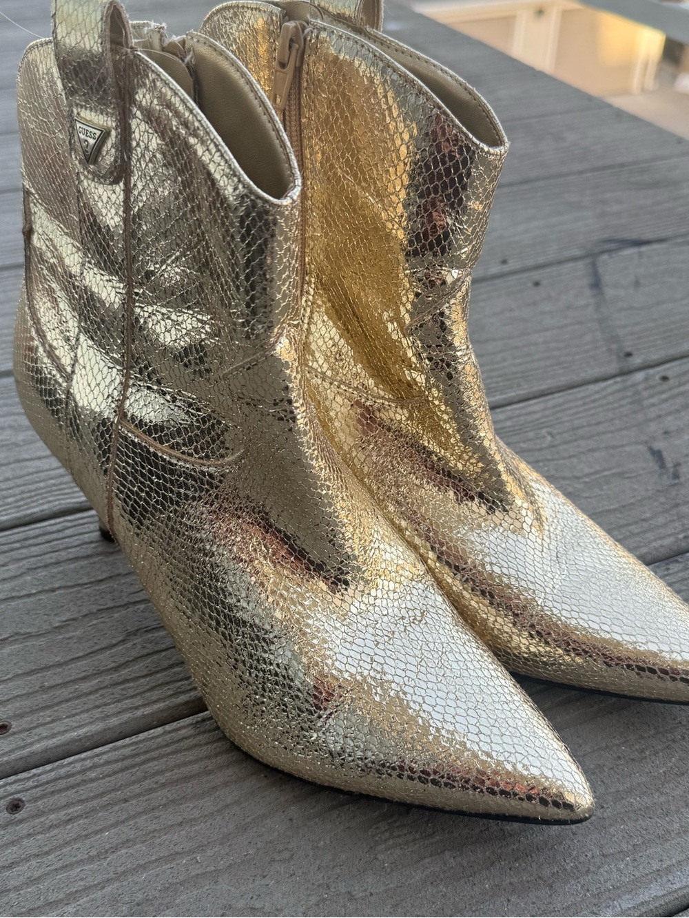 GUESS gold stiletto boots